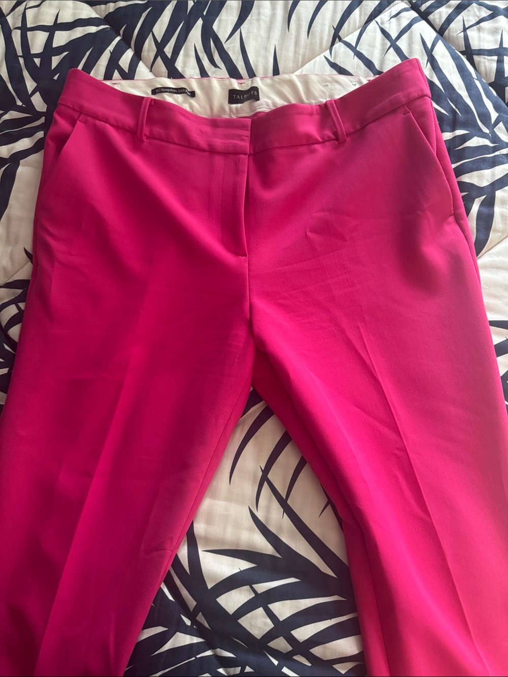 Talbots Women's Bright Pink Straight-Leg Trousers size 16